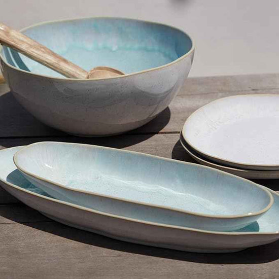 Casafina Ceramic Stoneware 11" x 4.5", 119 oz Serving Bowl - Eivissa Collection, Sea Blue | Microwave & Dishwasher Safe Dinnerware | Food Safe Glazing | Restaurant Quality Serveware