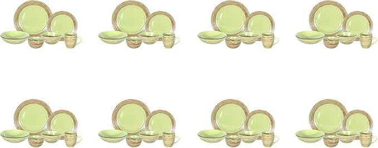 48 Piece Dinnerware Set, Ceramic Plates and Bowls Sets for 8, Microwave and Dishwasher Safe, Handcrafted Tree Bark Series Dish Set, Oak Forest/Dark Green