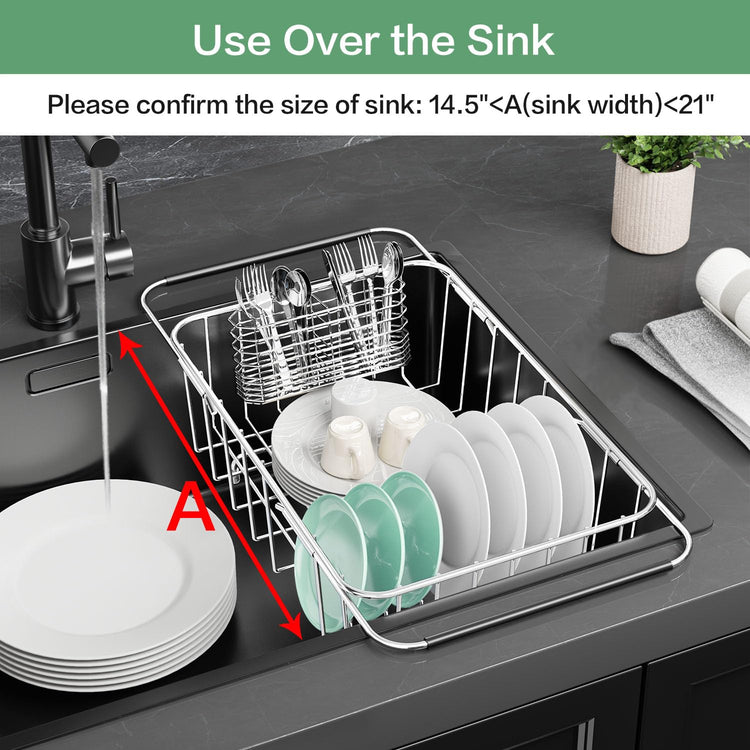 Small Dish Drainer Rack in Sink Adjustable