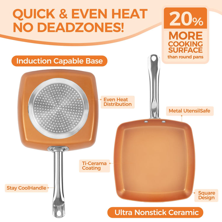 Non Stick Copper Square Frying Pan