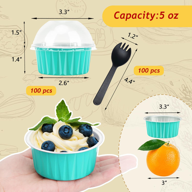 5oz Dot Cake Cups with Dome Lids 100 Pack (5 Fl Oz)