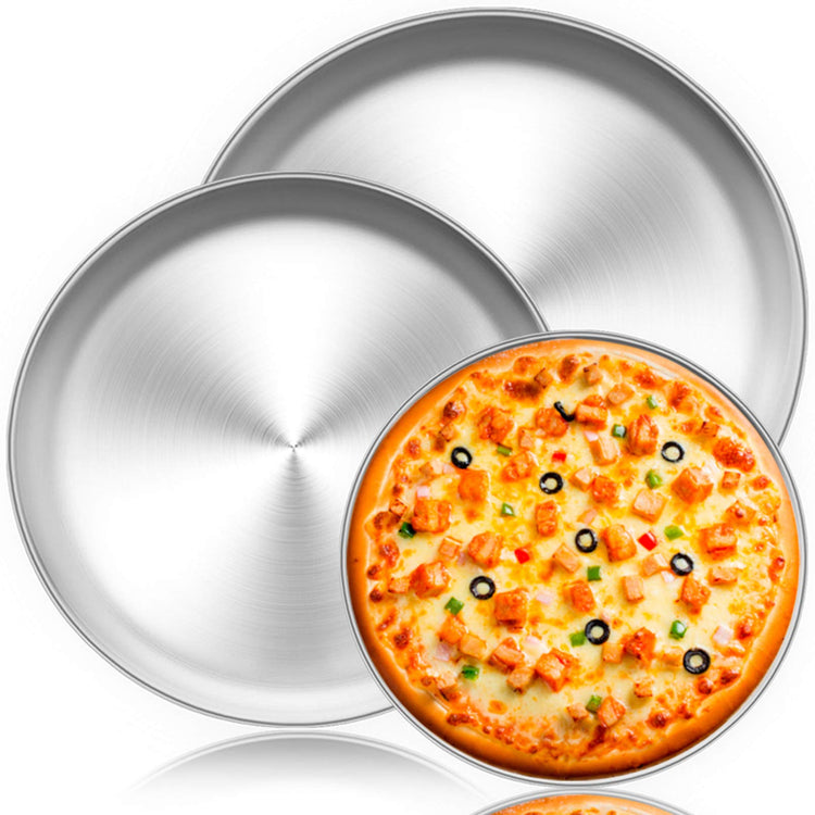 Pizza Pan, 9/10/12 Inch Stainless Steel Pizza Pans Trays Set of 3