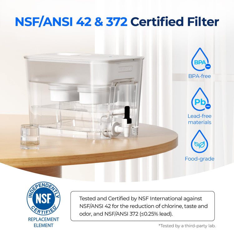 WFD-22L-DF Water Filter Dispenser, 40-Cup Water Purifier, White