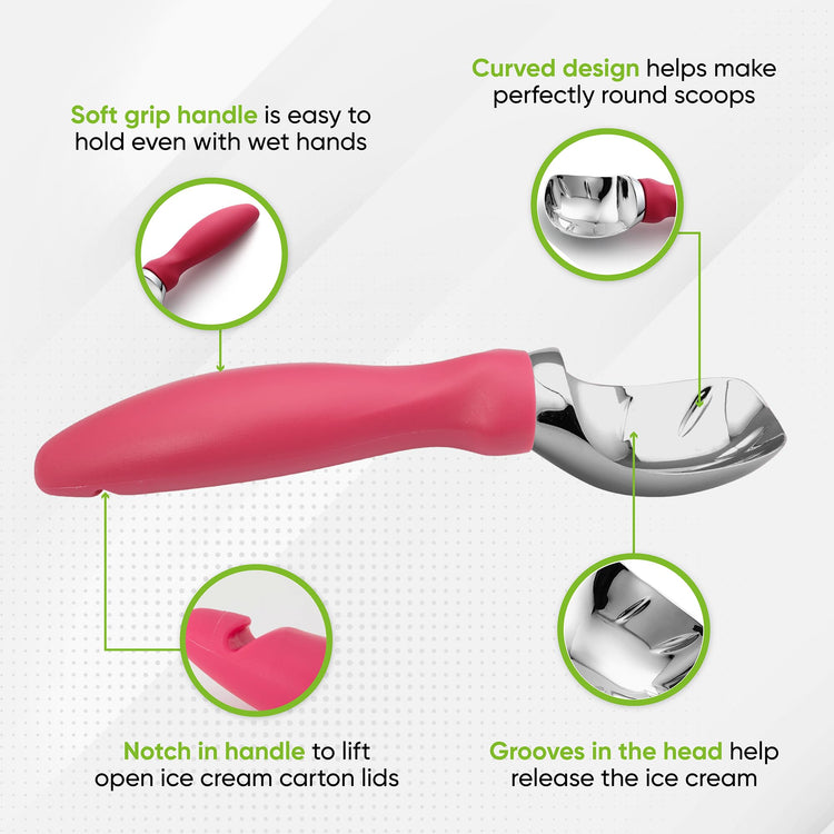 Heavy Duty Metal Ice Cream Scoop with Comfortable Handle