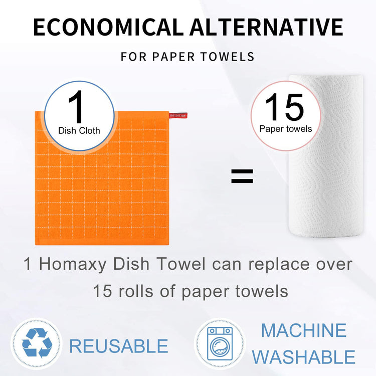 100% Cotton Terry Kitchen Dish Cloths (8 Count)