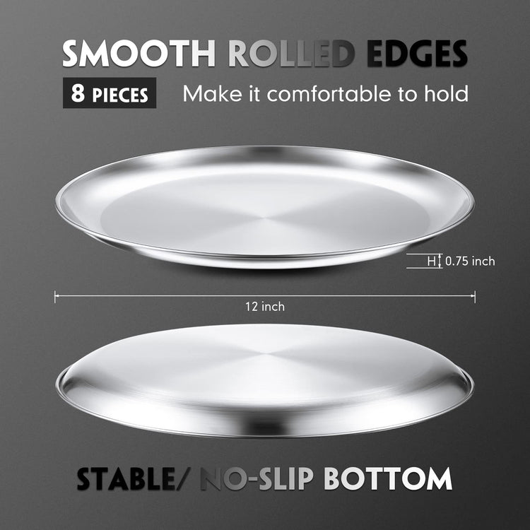 8 Pieces Silver Pizza Pans 12 Inch Bakeware (8 Count)