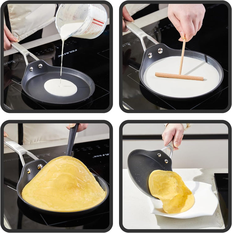 MsMk 11 inch Nonstick Crepe Pan, Titanium and Ceramic Nonstic Coating Flat Skillet Dosa Tawa Tortilla Pan, Large Pancake with Stay-Cool Handle, Induction Compatible, PFOA Free