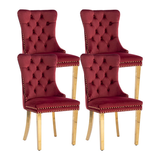 Wine Red Velvet Dining Chairs Set of 4 (4 Count)
