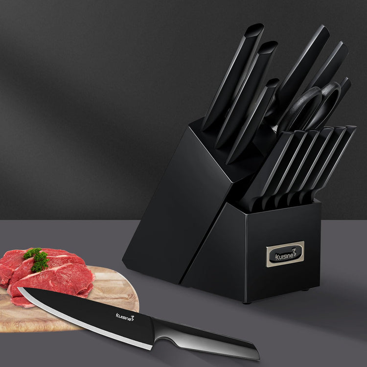 Knife Set, 15-Piece High Carbon Stainless Steel Knife Block Set