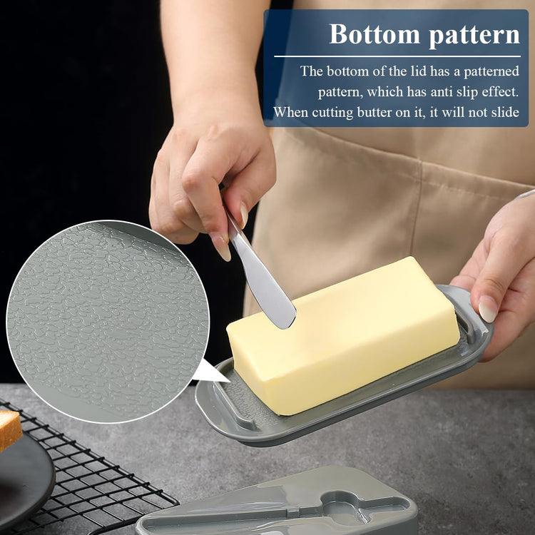 Butter Dish with Lid for Countertop and Refrigerator Door Shelf with Butter Spreader Knife