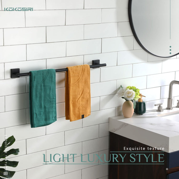 Towel Rail Bathroom Towel Bars Matte Black 20 Inch Towel Holder for Bath Cabinet Kitchen Wall Mount Stainless Steel B4005BK