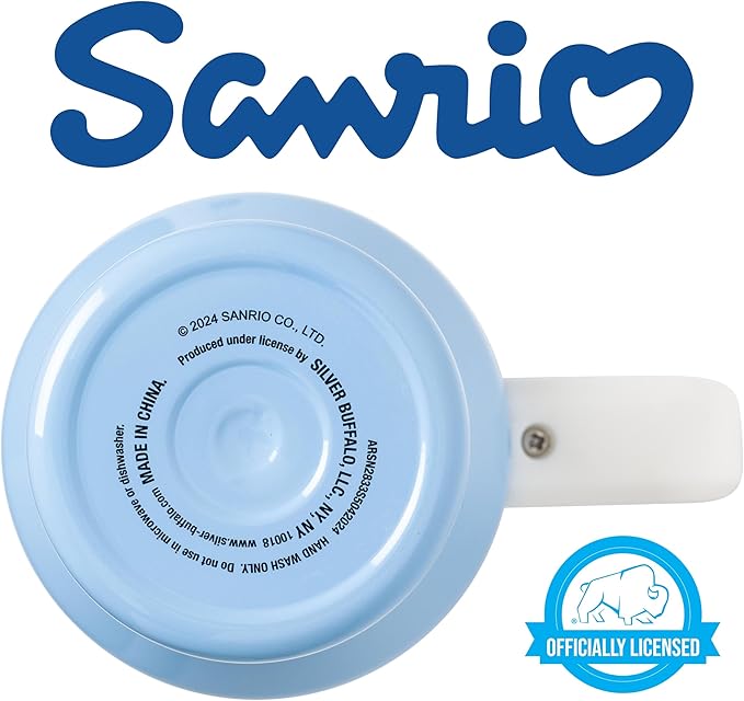 Silver Buffalo Sanrio Hello Kitty and Friends Featuring Cinnamoroll in Stars and Clouds Double Walled Stainless Steel Tumbler with Handle and Straw, Fits in Standard Cup Holder, 40 Ounces