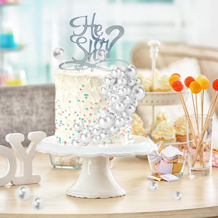 48 Pcs Silver Balls Cake Topper Decorations Balloon Cupcake Toppers Foam Cake Topper Balls Cake Balls Decorations for Birthday Party Wedding Anniversary Cake Decorating (48 Count)
