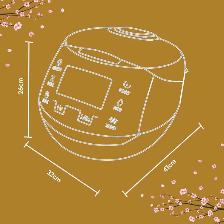 Sakura Rice Cooker with Ceramic Bowl and Advanced Fuzzy Logic