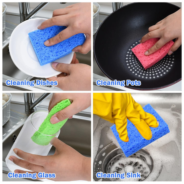 48 Pack Sponges Kitchen Natural Compressed Cellulose Sponges Durable Dish Sponge for Cleaning & DIY Reusable (48 Count)