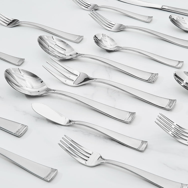 KINGSTONE Silverware Set, 65-Piece Flatware Set for 12, 18/10 Stainless Steel Cutlery Set with Bead Edge, Utensil for Kitchen, Home, Party, Wedding, Mirror Polished, Dishwasher Safe, Featured Gifts