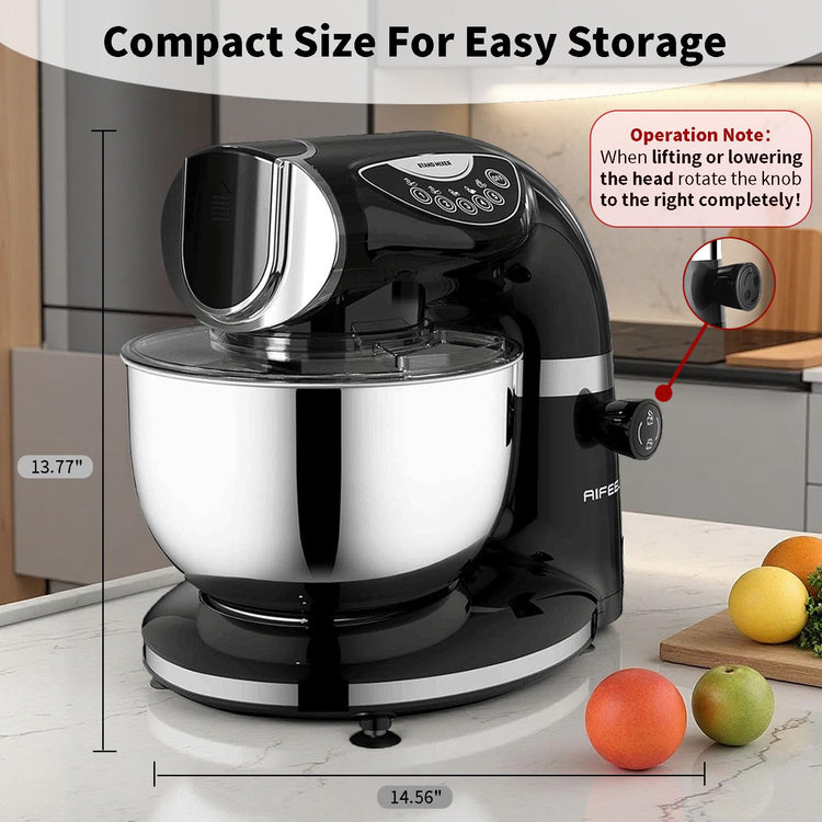 Stand Mixer 8.5QT+ 6QT Two Stainless Steel Bowls Electric Food Mixer Black