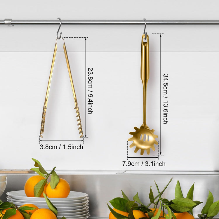 Stainless Steel Spaghetti Spoon and Pasta Tongs Set