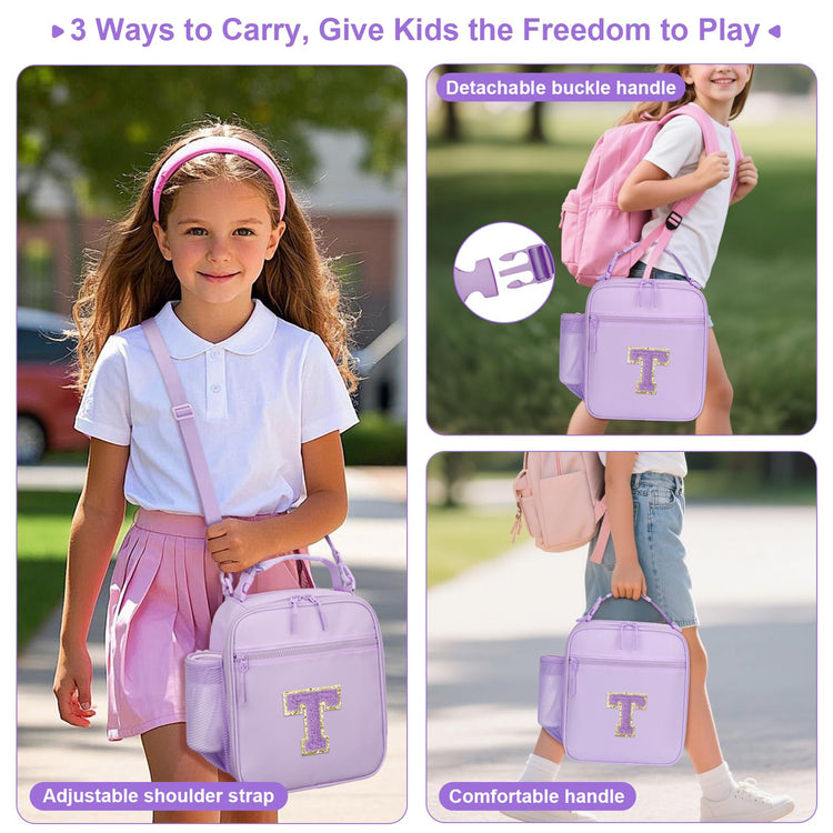 Initial Insulated Lunch Bag for Girls Kids