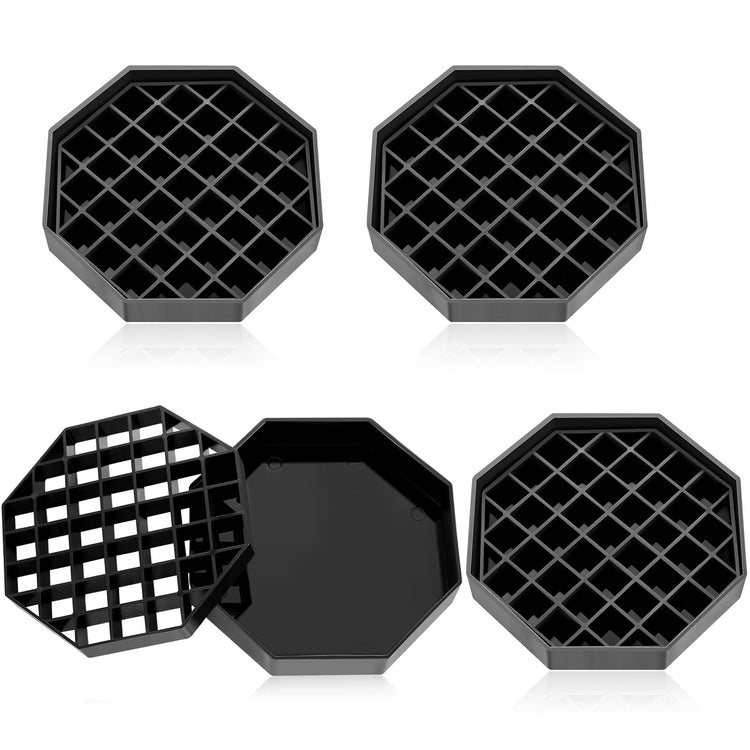 4 Pcs 4 Inch Coffee Drip Tray Black Plastic Octagon Coffee Countertop Drip Coaster with Honeycomb Grid for Drink Tea Wine Beverage Dispenser (4 Count)