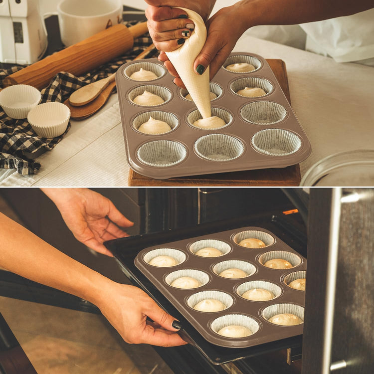 Cupcake Pan 2 Pack, Rustproof 12-Well Nonstick Muffin Pan for Baking