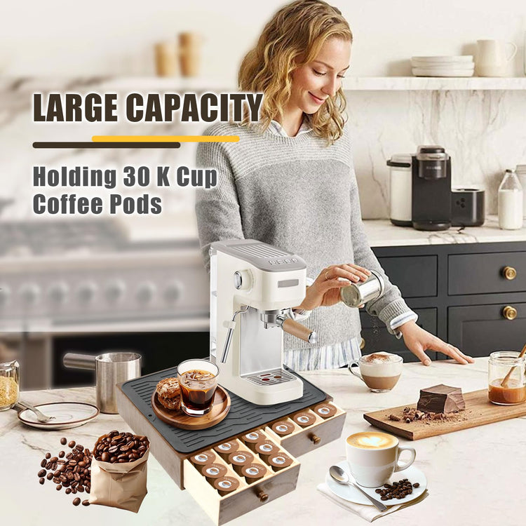 Coffee Pod Holder Storage Wooden Organizer for Countertop