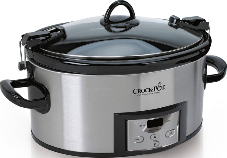 6 Quart Cook & Carry Programmable Slow Cooker with Digital Timer Stainless Steel