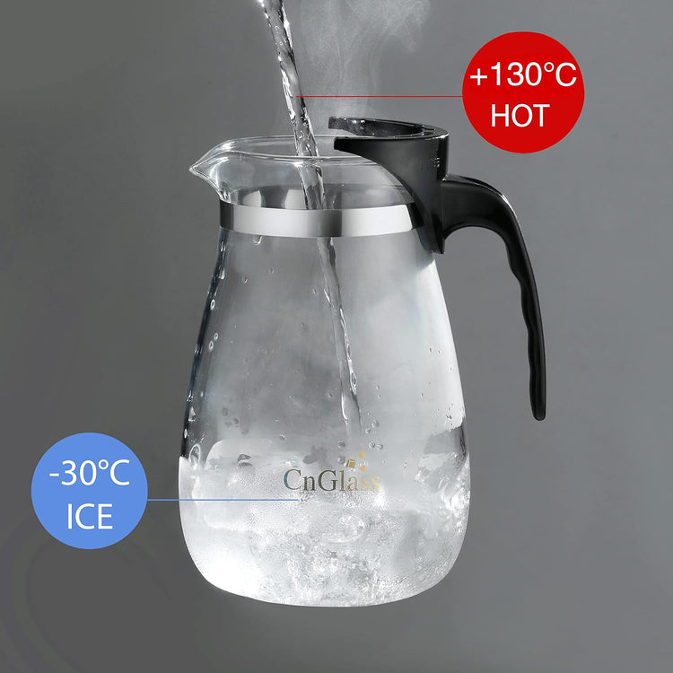 CNGLASS Glass Teapot with Removable Infuser,25oz Clear Tea Kettle with One Button Press to Filter the Tea Soup,Loose Leaf and Blooming Tea Maker