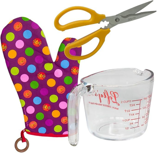 Left-Handed Measuring Cup, Kitchen Shears & Oven Mitt Set