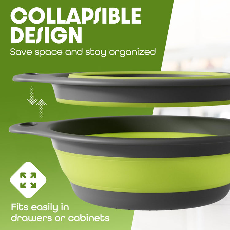 Large Collapsible Colander with Self Draining Base