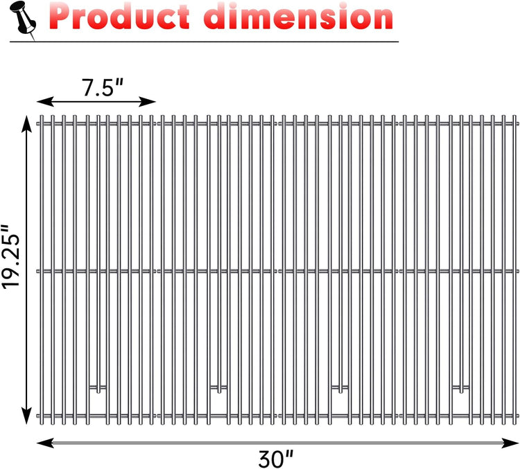 9MM 16517 Grill Grates Replacement for Bull Grill Replacement Parts, BBQ Bull Angus 4 Burner 47628 47629, Steer Premium 69008, Lonestar 87049, Bull Outlaw 26038 26039, Stainless Steel Grids