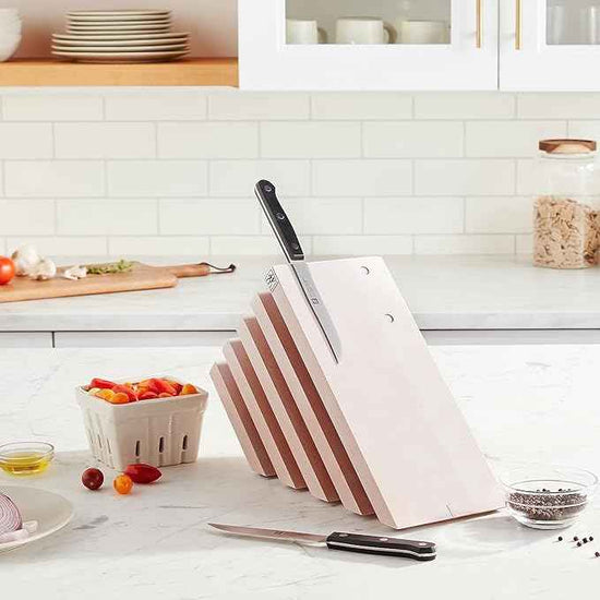 ZWILLING Italian Slanted Magnetic Knife Block - White-Colored Beechwood