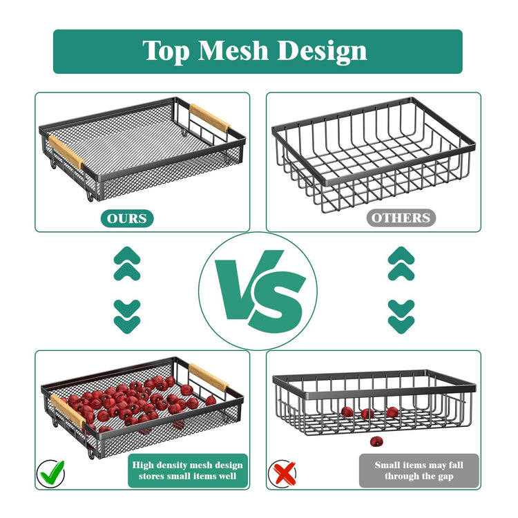 3 Tier Countertop Fruit Mesh Basket for Kitchen
