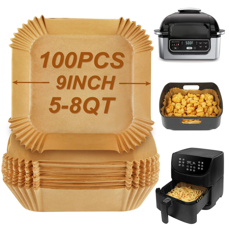 Disposable Square Air Fryer Liners for 5 to 8Qt Airfryer (100 Count)