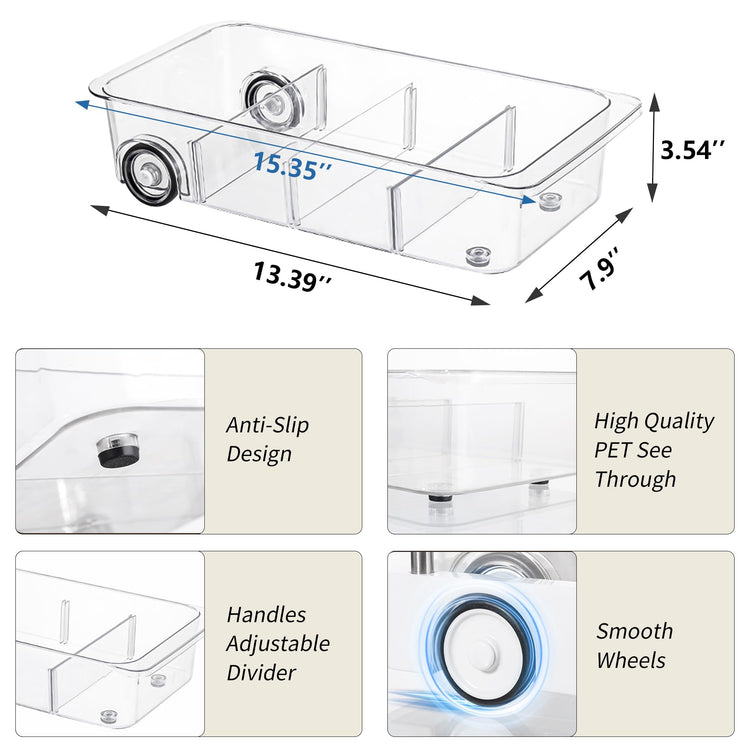 Roll Out Refrigerator Organizers and Storage (3 Compartments)