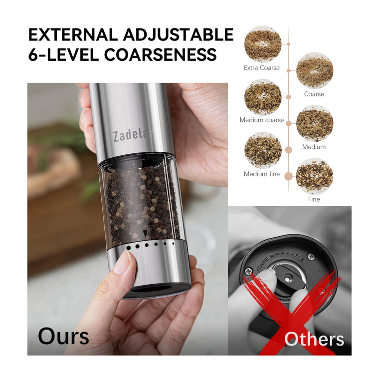 Electric Rechargeable Salt and Pepper Grinder Set (3.2123 Fl Oz)