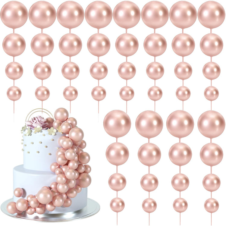 48 Pcs Balls Cake Topper Decorations Balloon Cupcake Toppers Foam Cake Topper Balls Cake Balls Decorations for Birthday Party Wedding Anniversary Cake Decorating (48 Count)