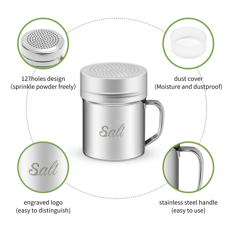 Stainless Steel Salt and Pepper Shakers Set (10 Ounce)