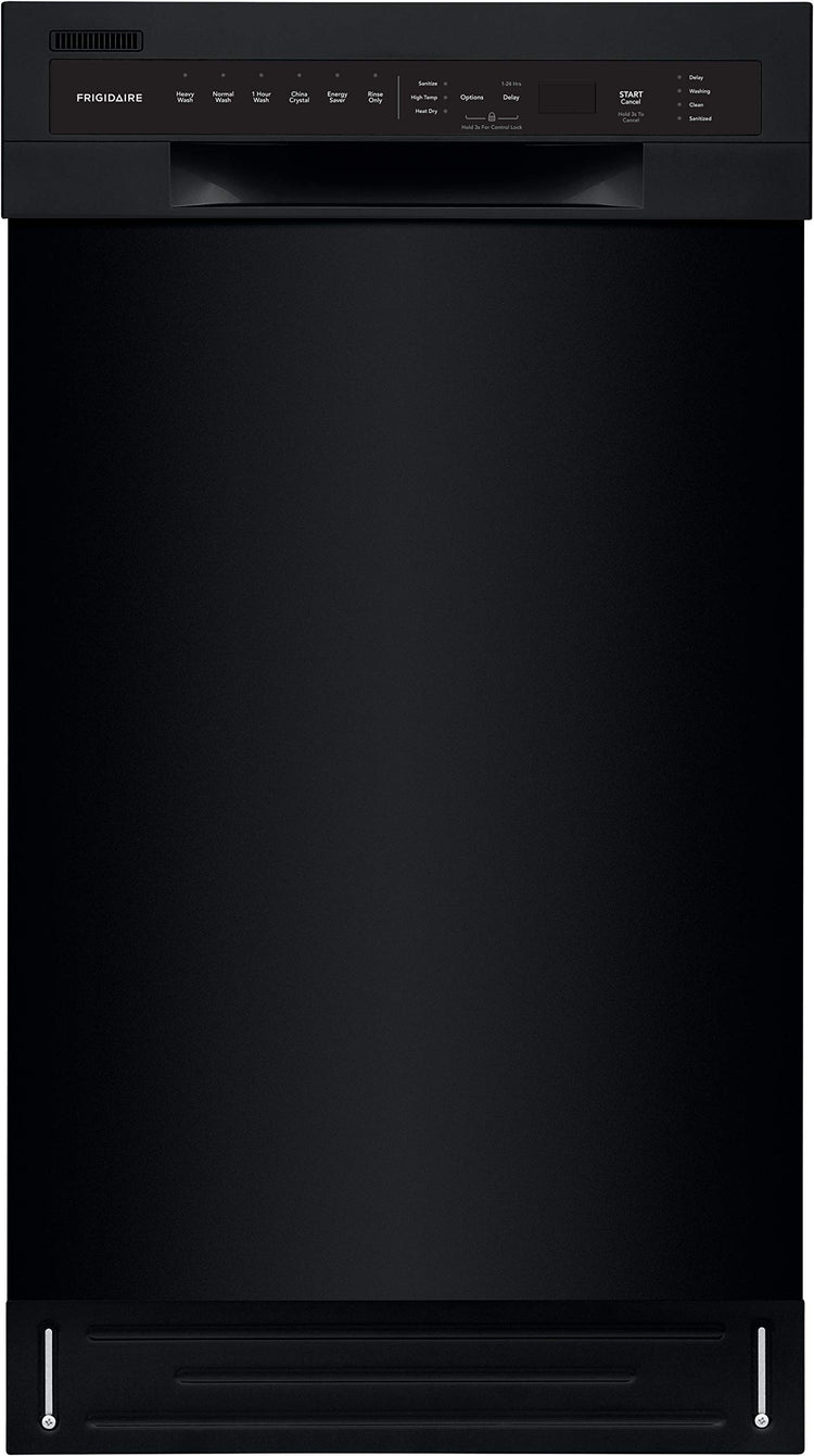 18 in. ADA Compact Front Control Dishwasher in Black with Dual Spray Arms