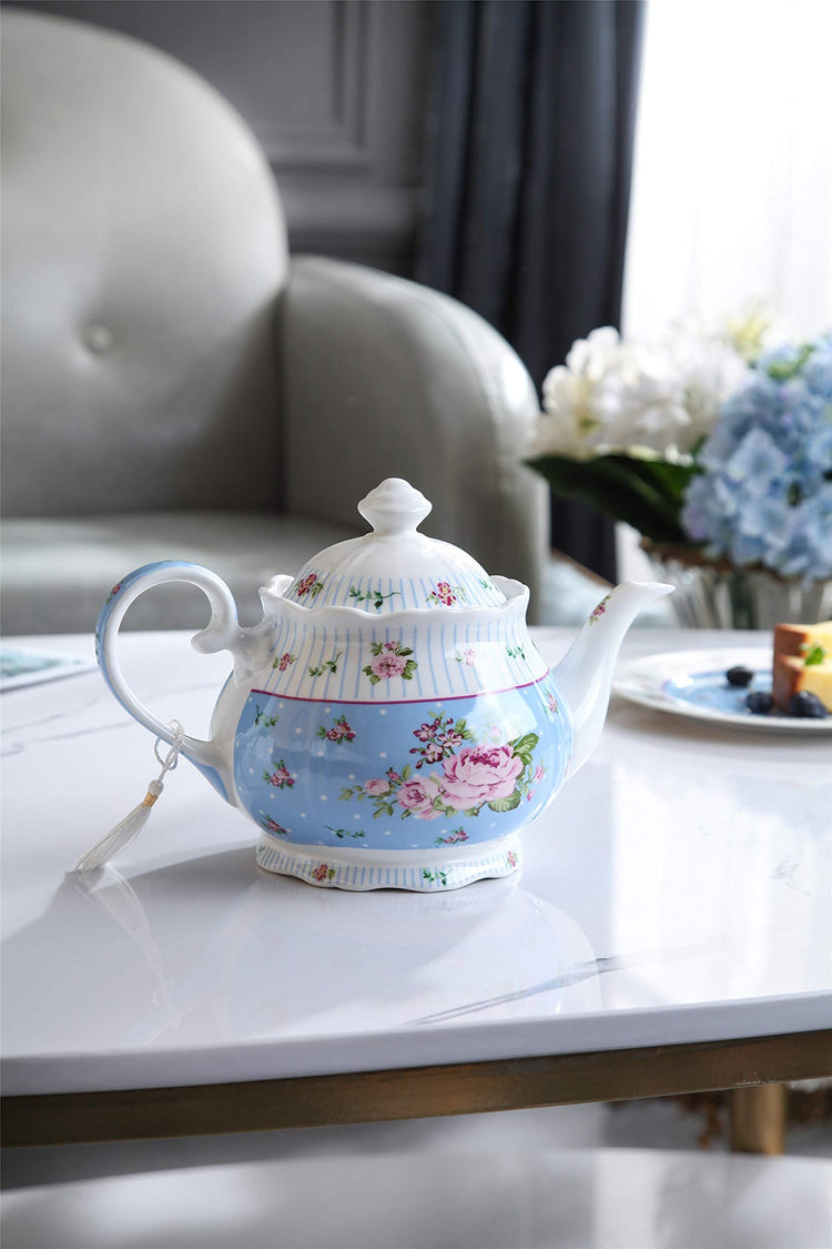 Porcelain Teapot Sugar Bowl and Cream Milk Jug Shabby Chic Vintage Floral in Gift box 40oz