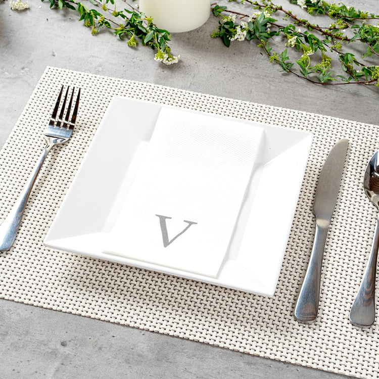 Silver V White Linen Feel Guest Towel Napkin (2000 Count)