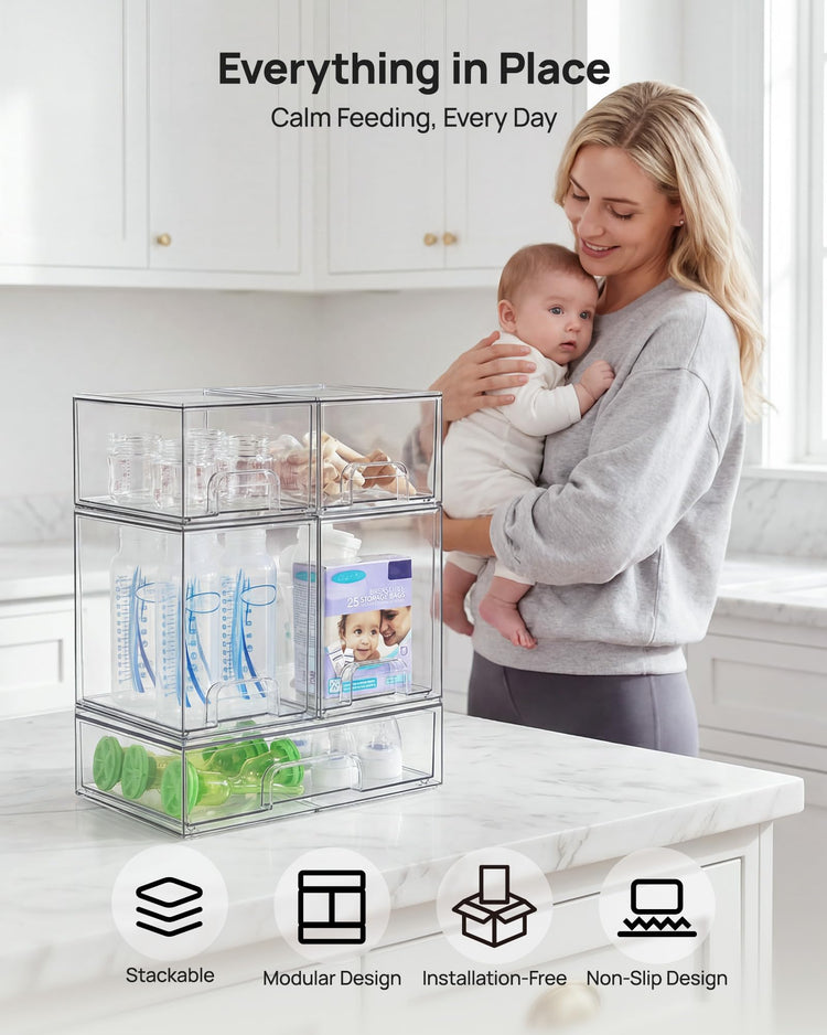 Clear Stackable Storage Drawers Set of 5 (5 Count)