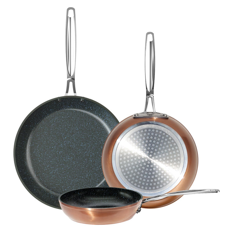 3-Piece 8”, 10”, 12” Forged Lightweight Frying Pan Set, Cozy Blue