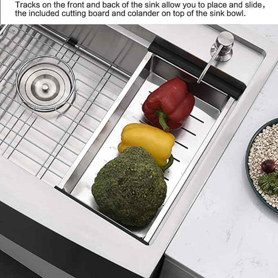 33 Inch Farmhouse Sink Splash Guard Workstation S - VOKIM 33x22 Inch Apron Front Kitchen Sink Stainless Steel 16 Gauge Single Bowl Gunmetal stainless Farm Sink