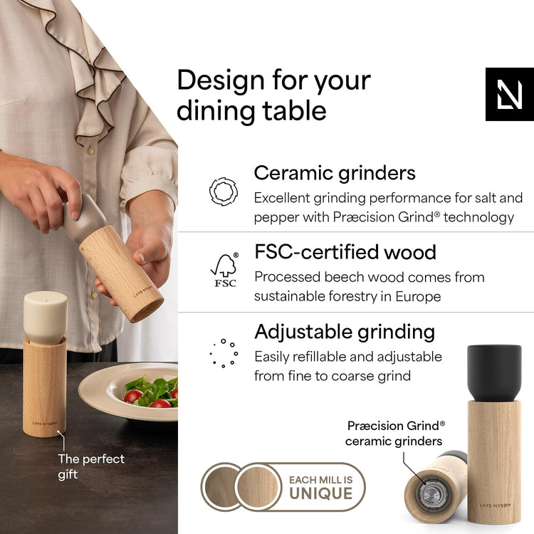 Wooden Salt and Pepper Grinder Set Manual with Tray