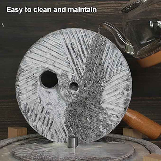 Handmade Granite Stone Mill - Manual Grinder for Rice, Coffee, Wheat & Beans - Heat-Free Grinding for Home Use, & Efficient Kitchen Tool