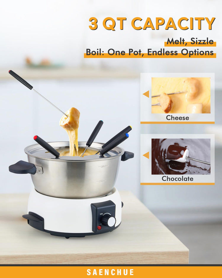 Electric Fondue Pot Set for Cheese & Chocolate