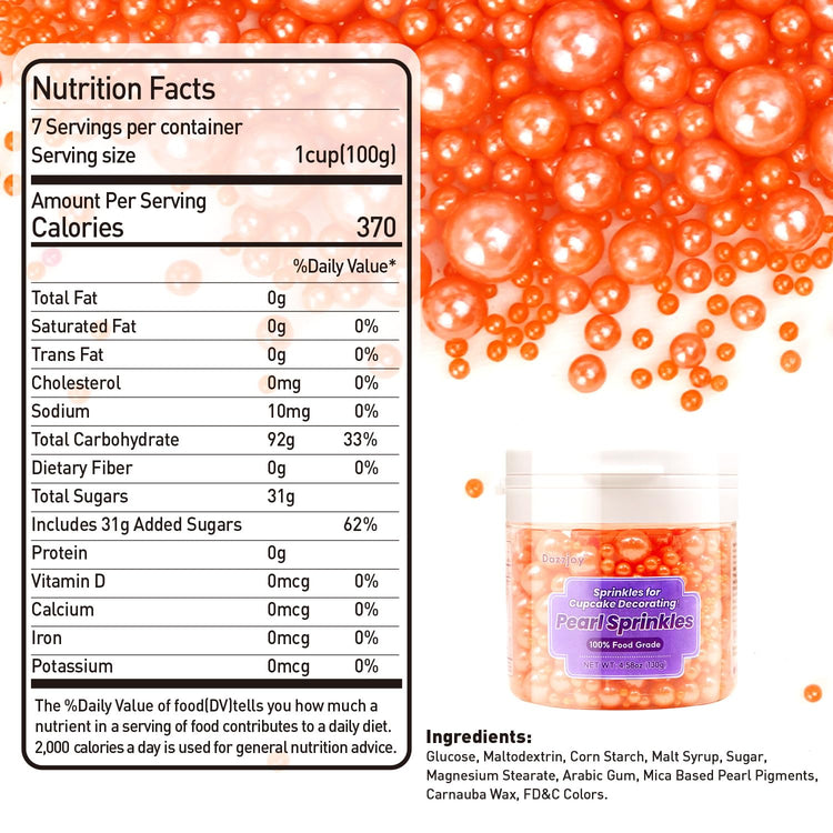 Edible Orange Pearl Sprinkles (4.5 Ounce)