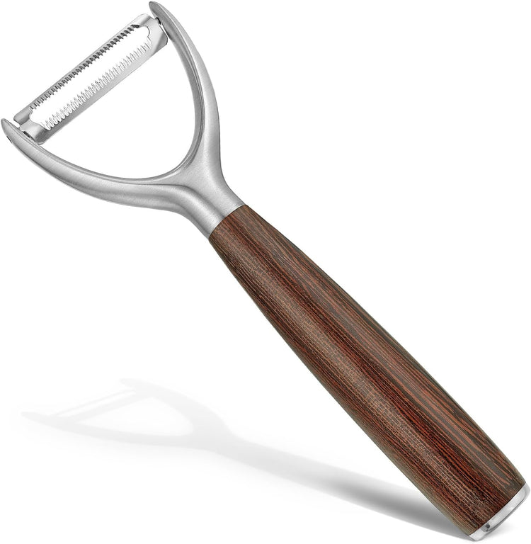 Serrated Blade Premium Y Type 304 Stainless Steel Multifunctional Kitchen Peeler Real Wood Handle Ultra Sharp Blade Vegetable Potato Apple(Wenge)