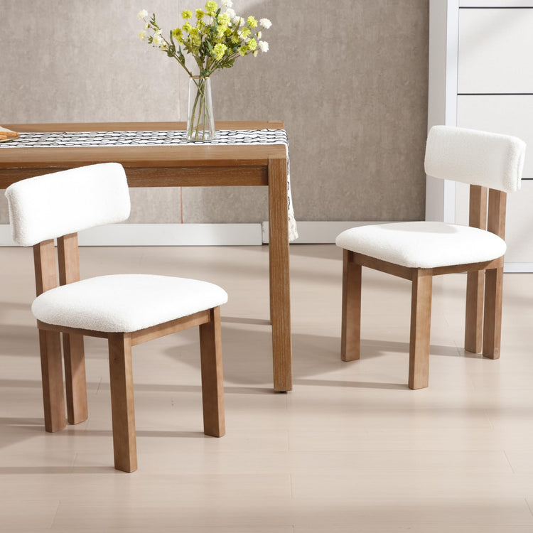 Dining Chairs Set of 6 Faux Fur Diner Chairs Wood Chairs for Kitchen and Dining Room (6 Count)